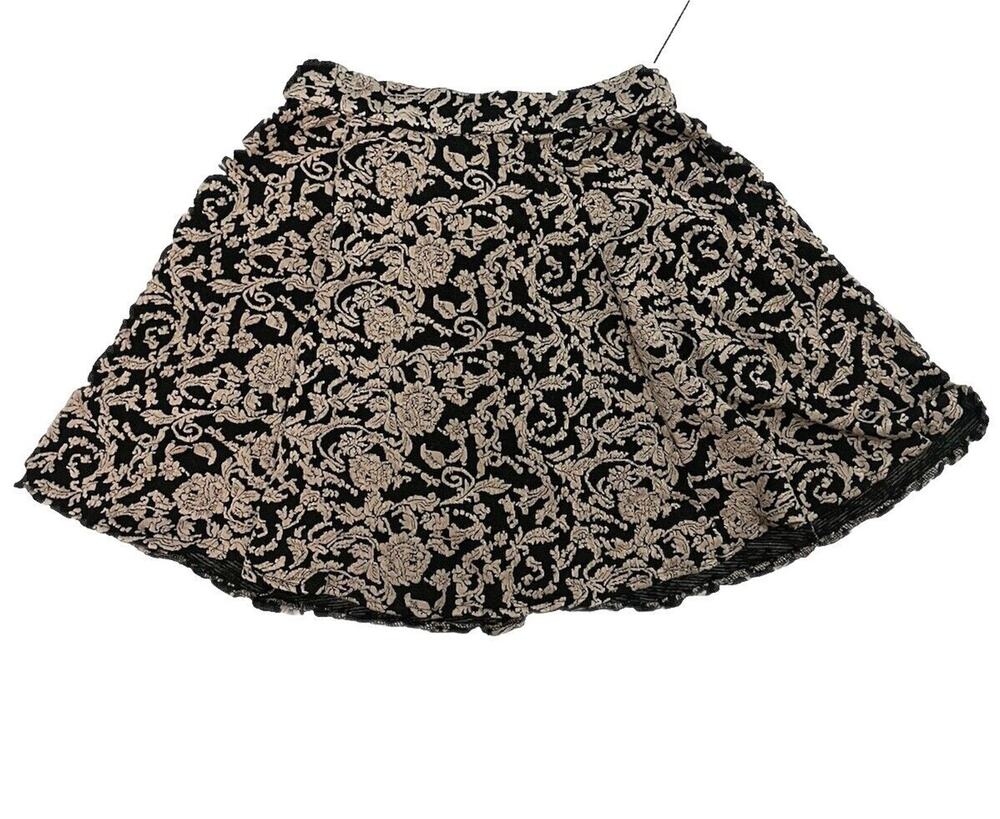 Angie Y2K Unique Brown Embroidered Black Short Skirt Sz S